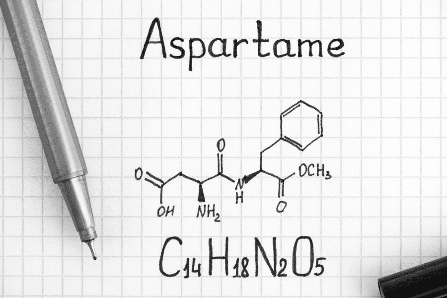 The chemical profile of the sweetener, Aspartame.